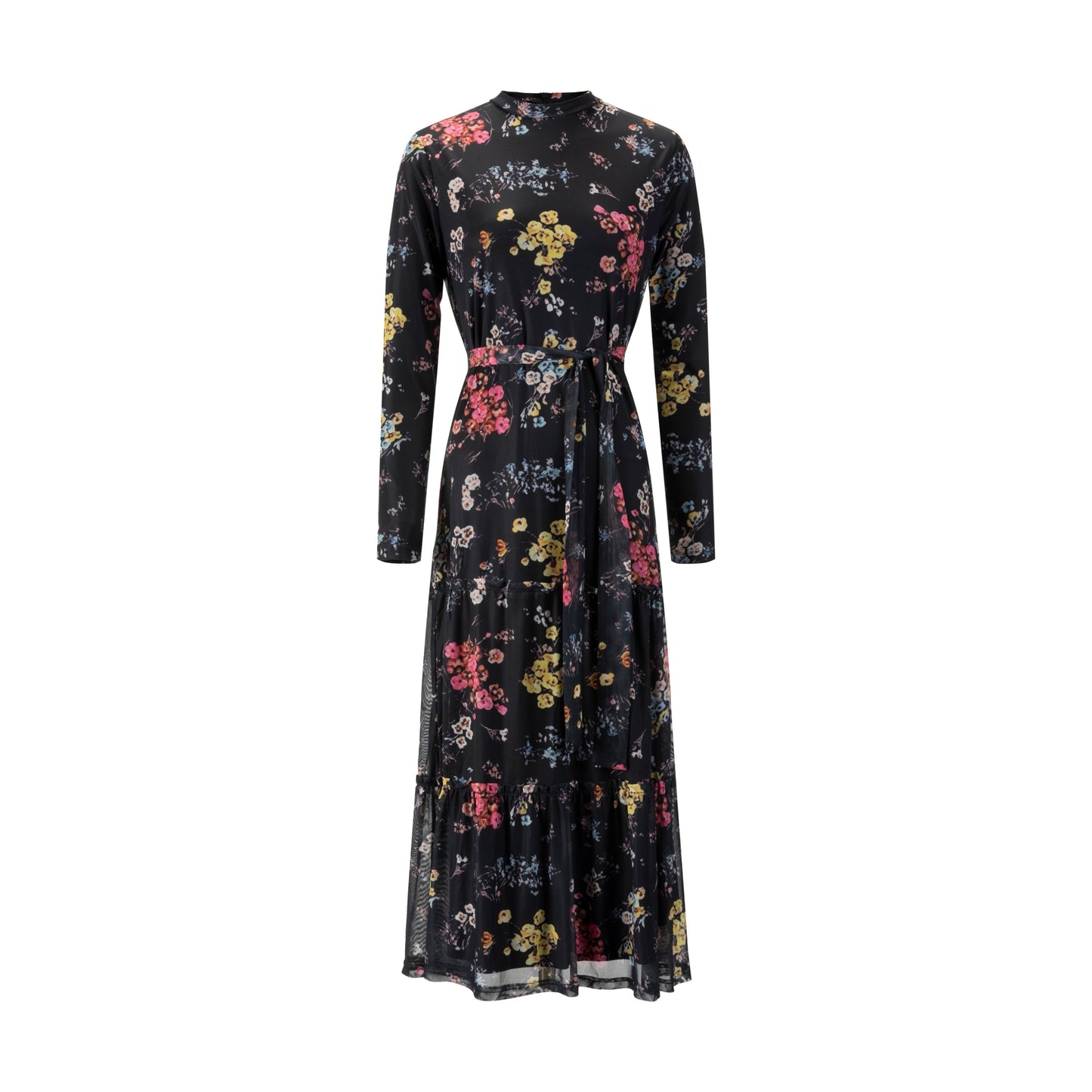 Black Multicolored Mesh Dress