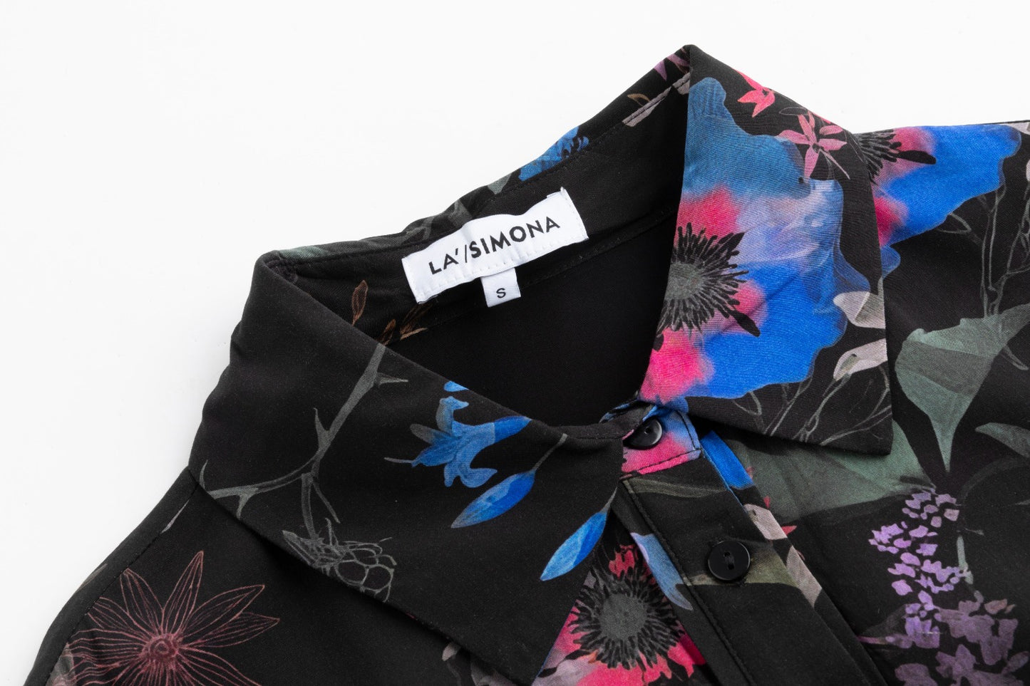 Black Base With Floral Printed Wool Dress