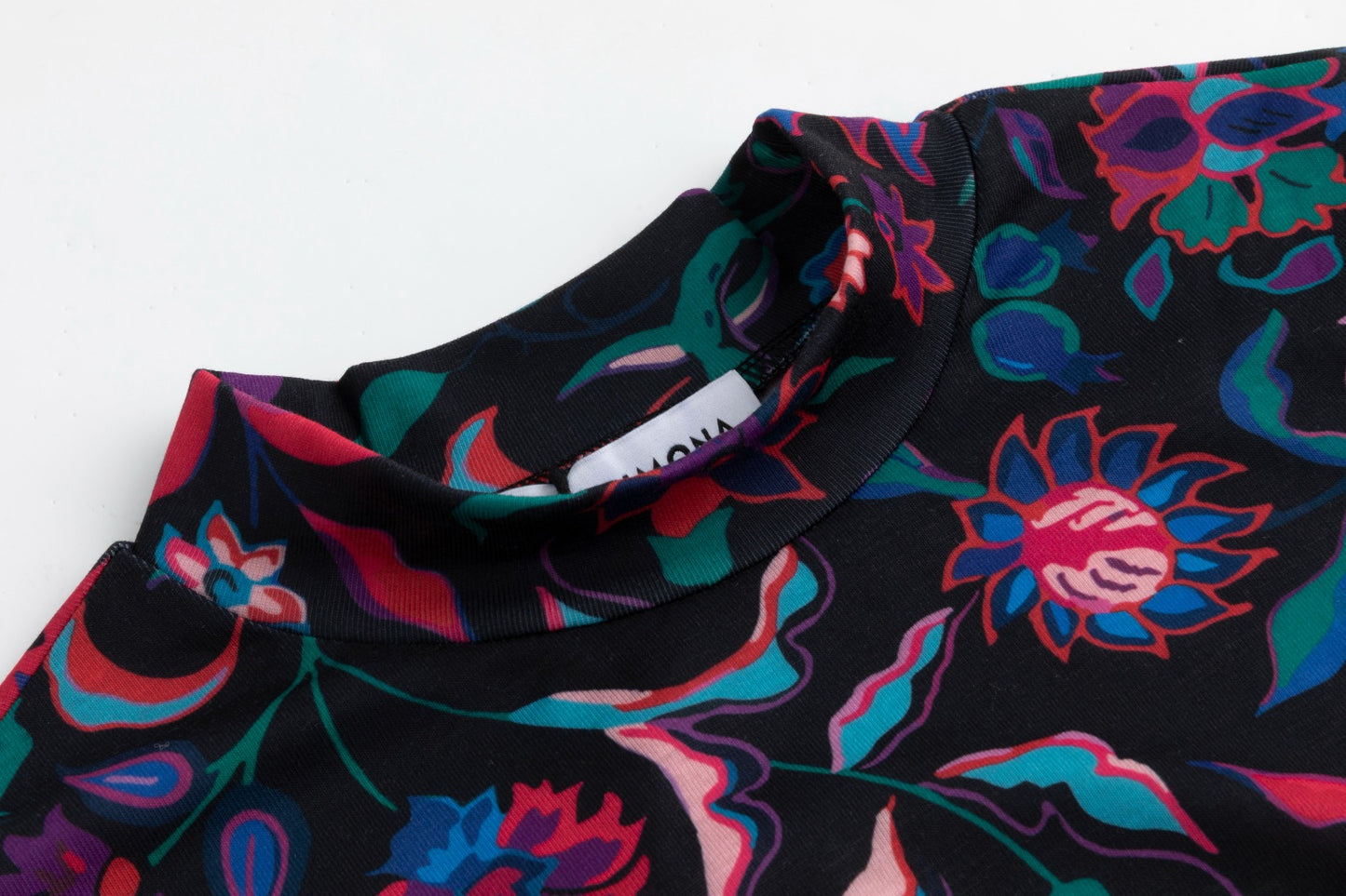 Multi Colored Printed T-Shirt Mock Neck