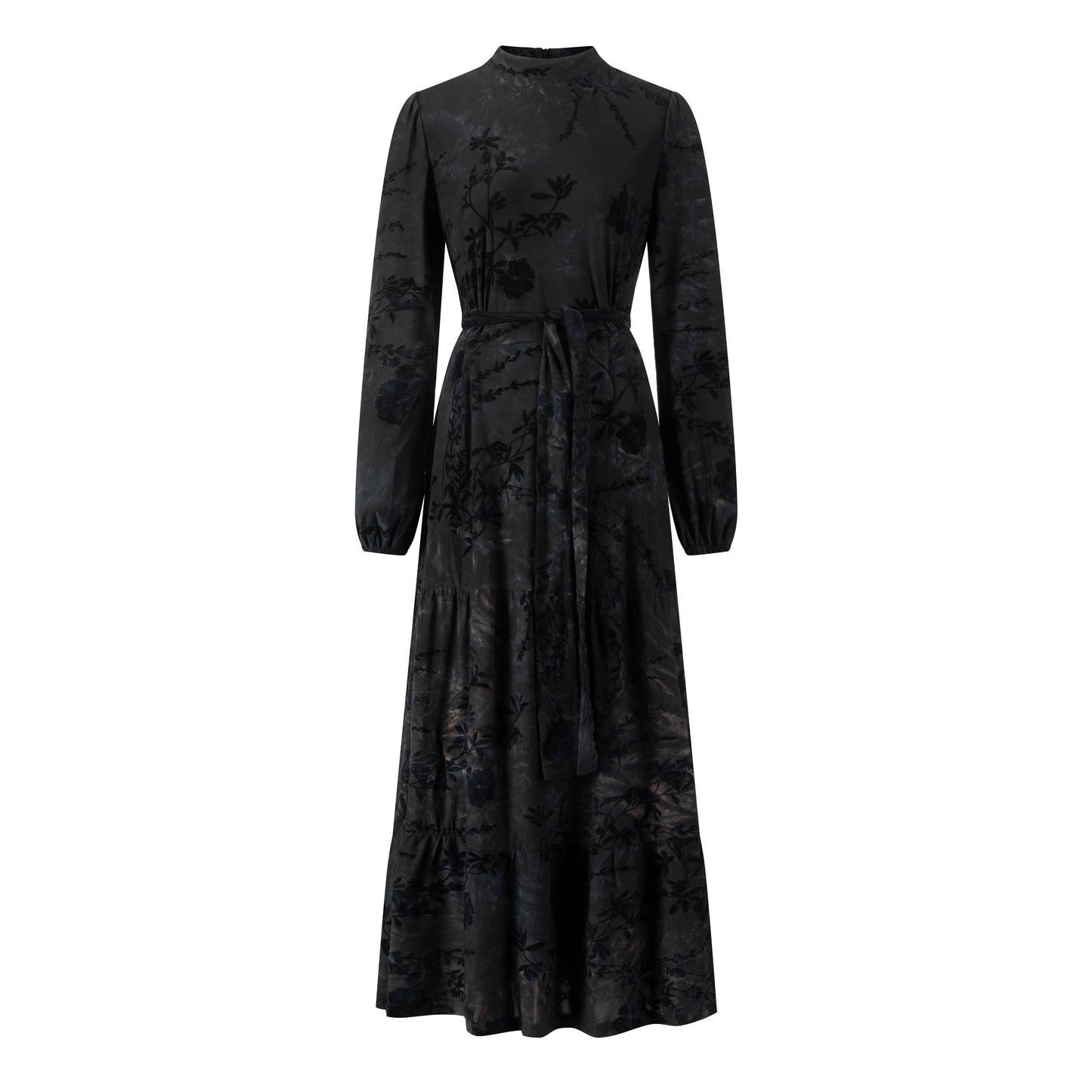 Blue Cut Velvet Printed Dress