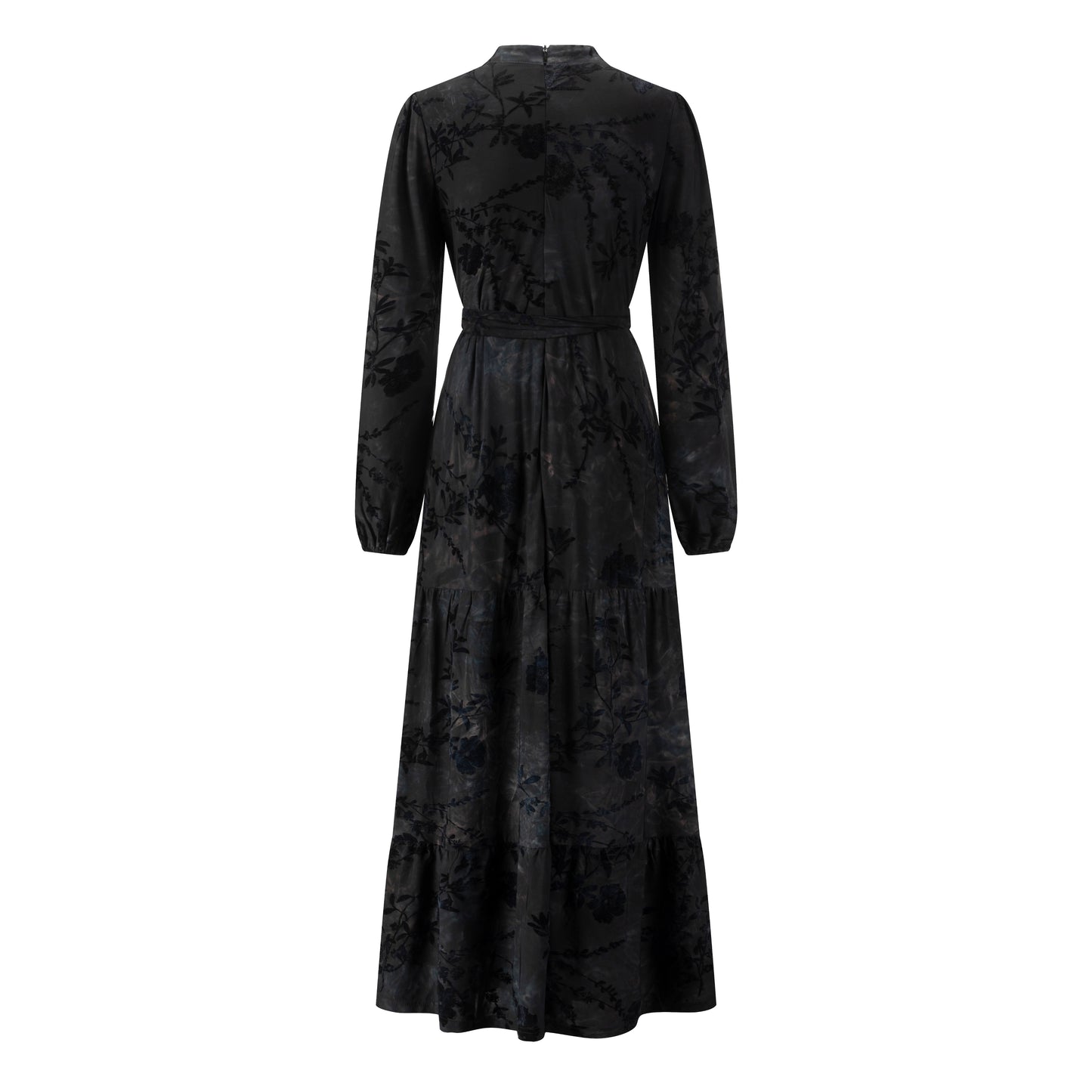 Blue Cut Velvet Printed Dress