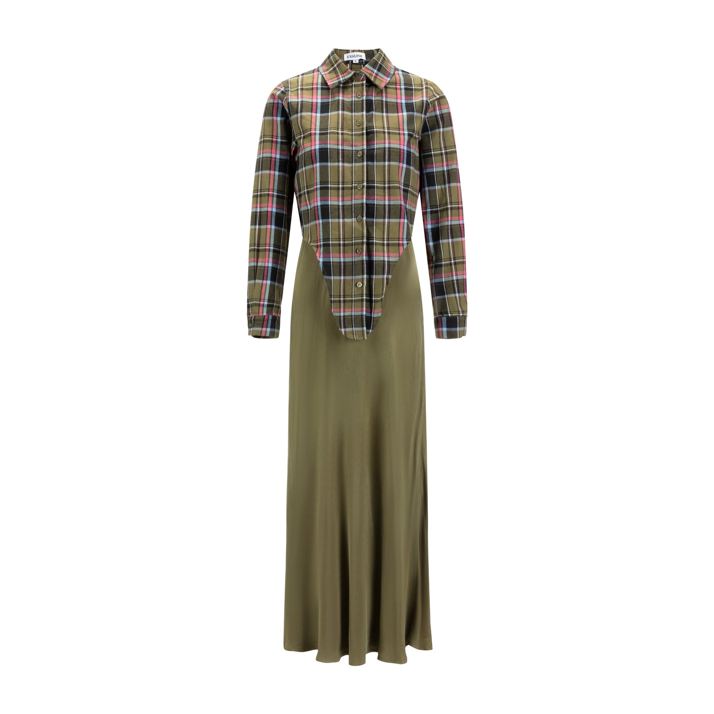 Green Jumper With Blue Green And Pink Plaid Blouse