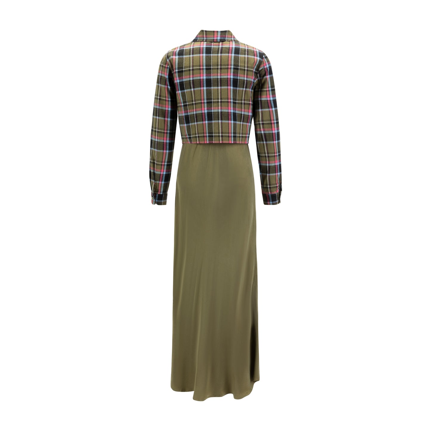 Green Jumper With Blue Green And Pink Plaid Blouse