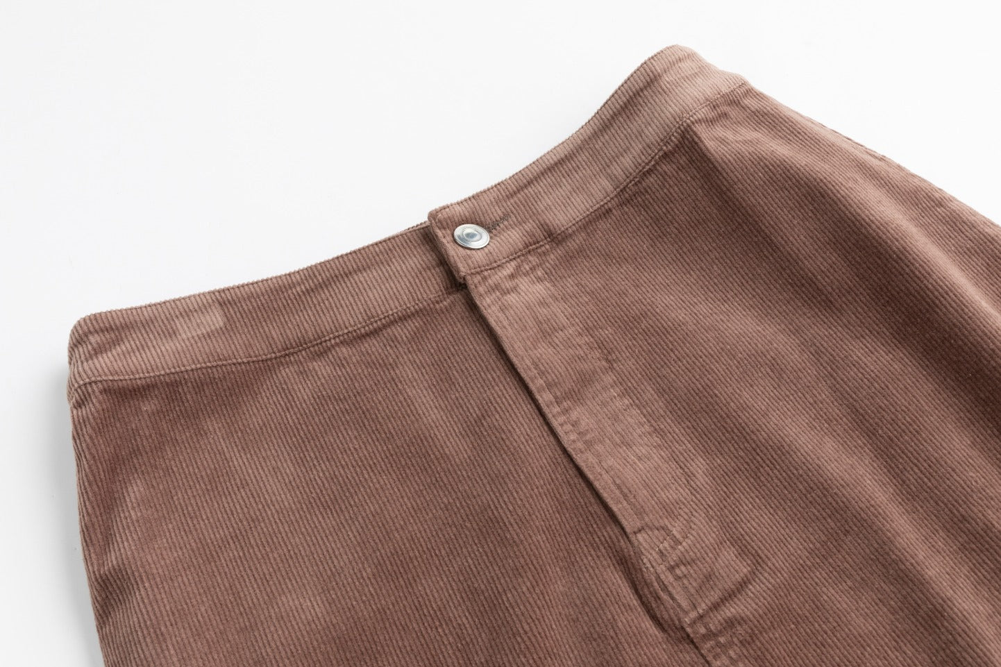 Brown Corduroy Skirt With Fly Front Zipper