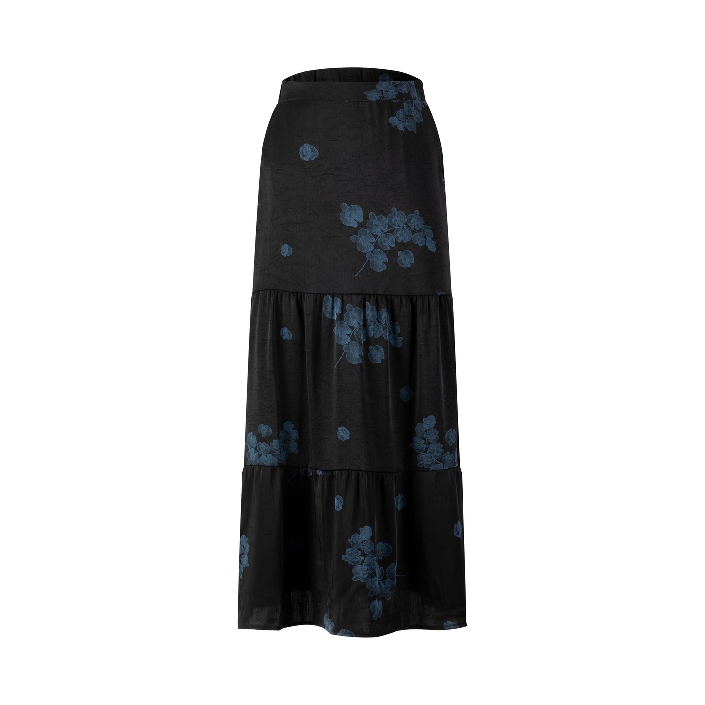 Black Skirt With Blue Floral Print