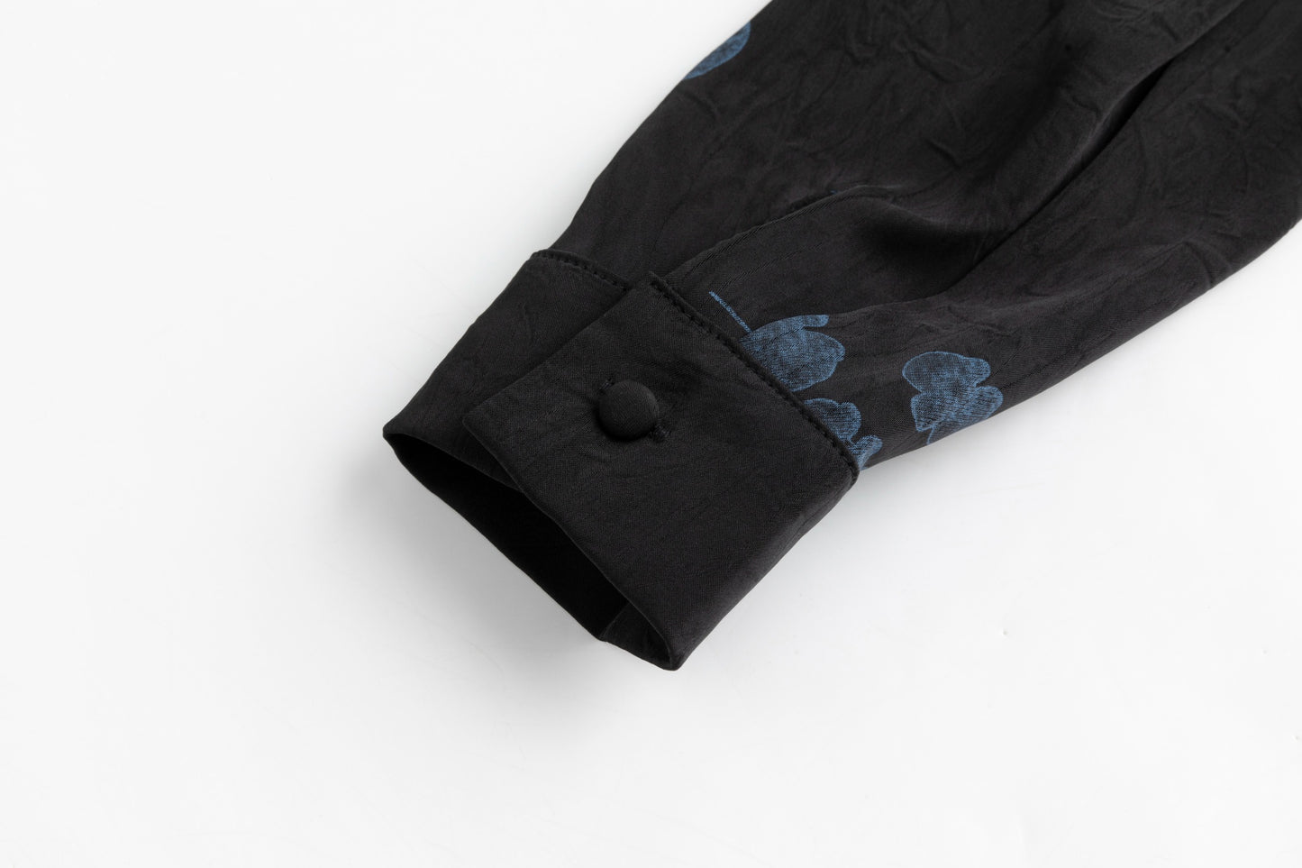 Black Blouse With Blue Floral Print