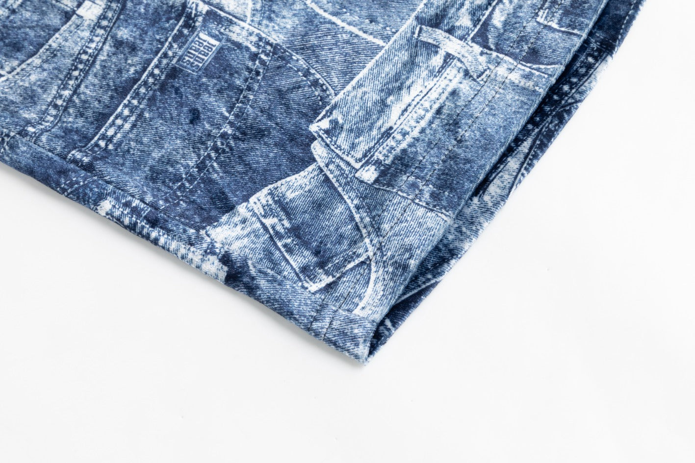 Blue Denim Patched Velvet Skirt
