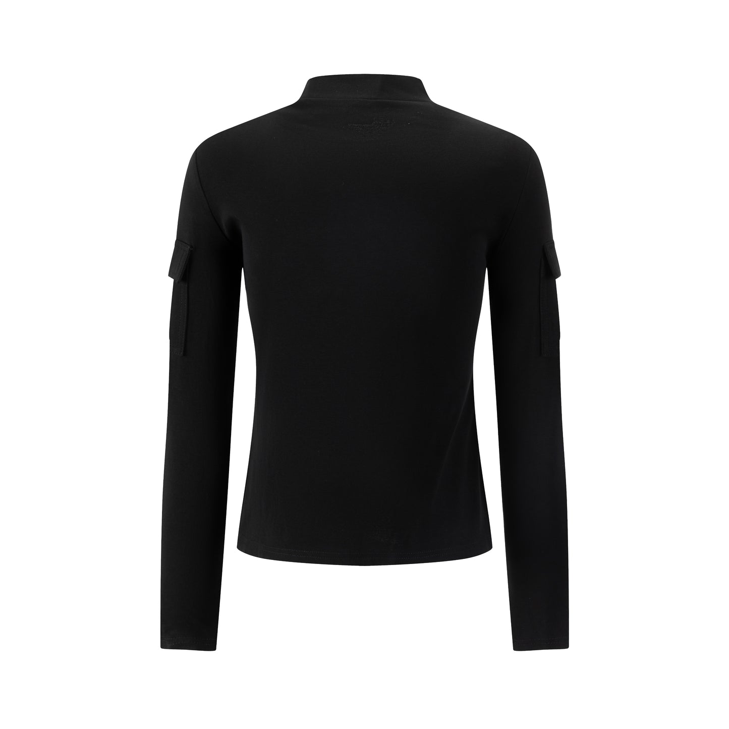 Black Mock Neck With Pockets On Sleeve