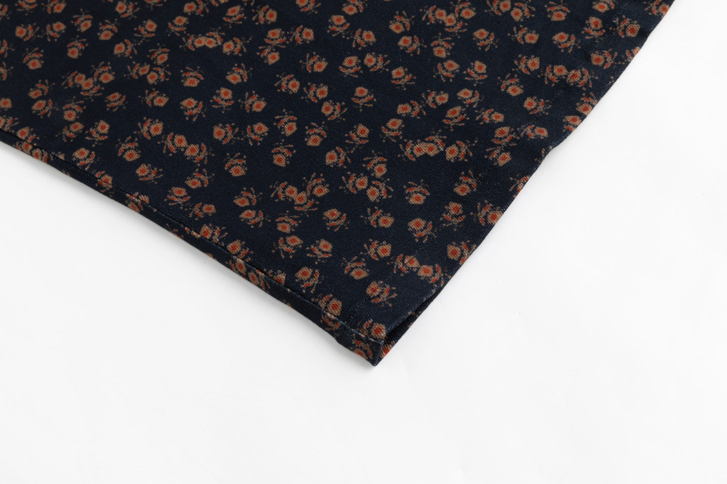 Navy Denim Floral Printed Skirt