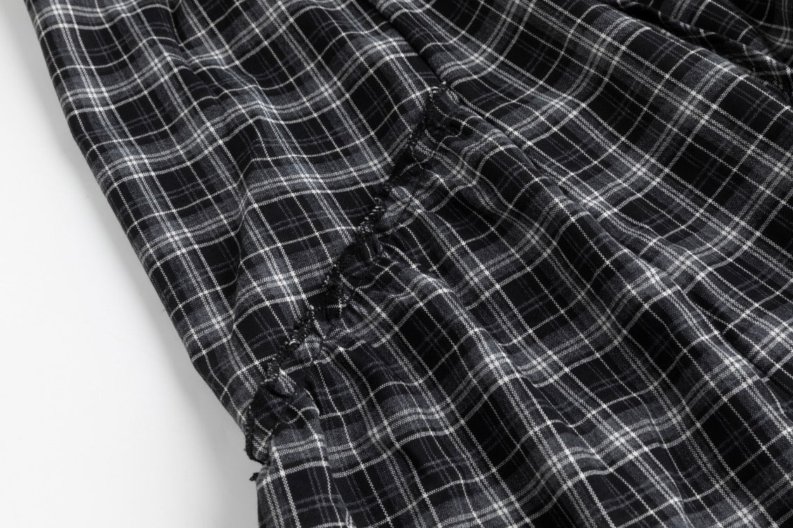 Plaid Skirt With Ruffle - Black