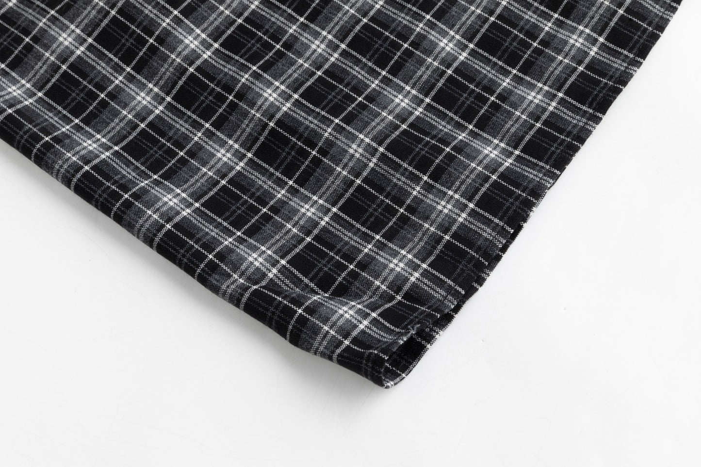 Plaid Skirt With Ruffle - Black
