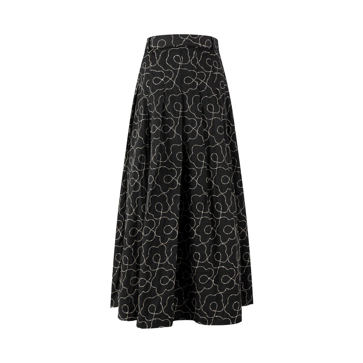 Black And Cream Embroidered Puffer Skirt