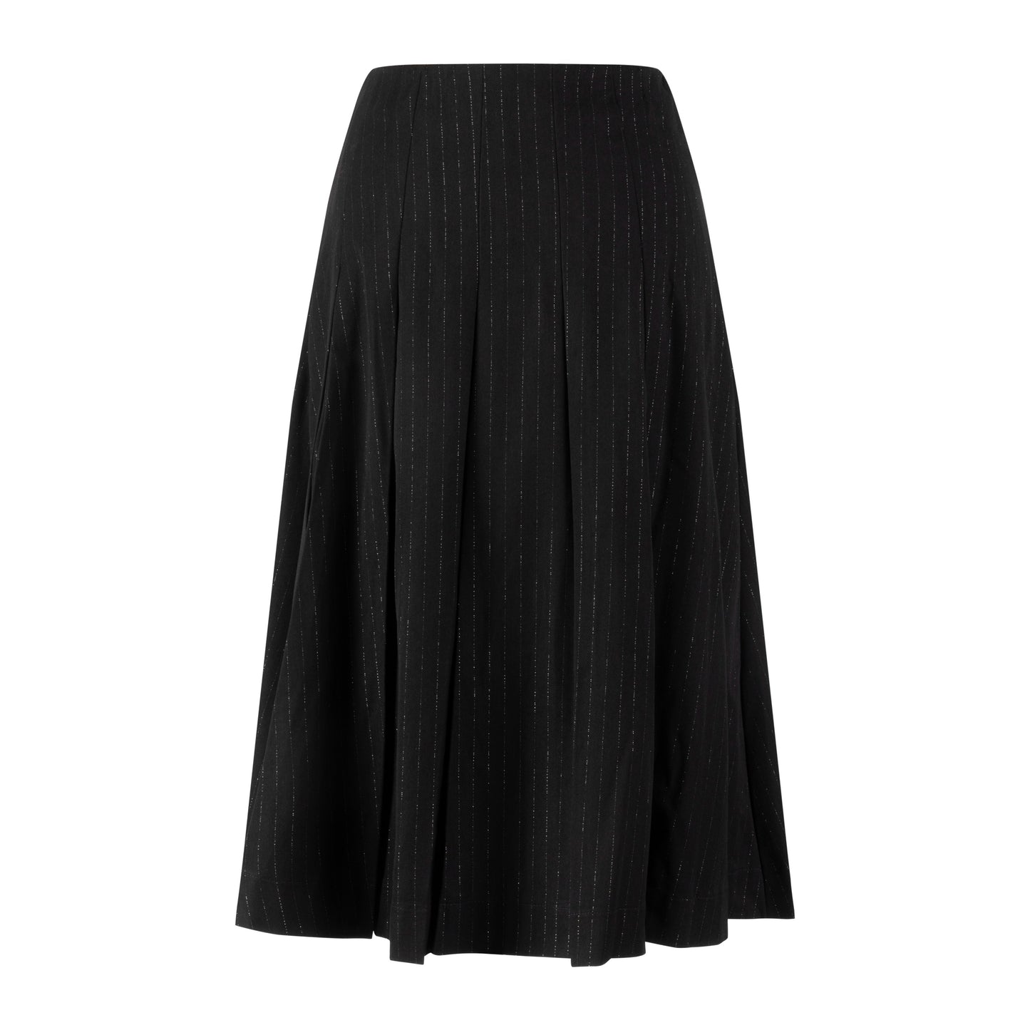 Metallic Pinstripe Box Pleated Skirt
