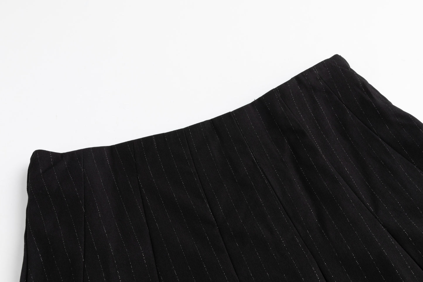 Metallic Pinstripe Box Pleated Skirt