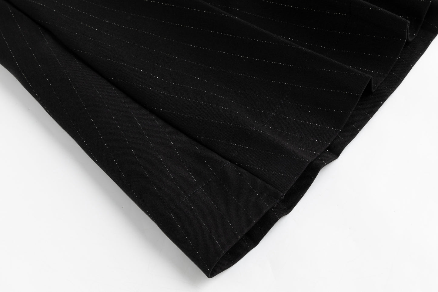 Metallic Pinstripe Box Pleated Skirt