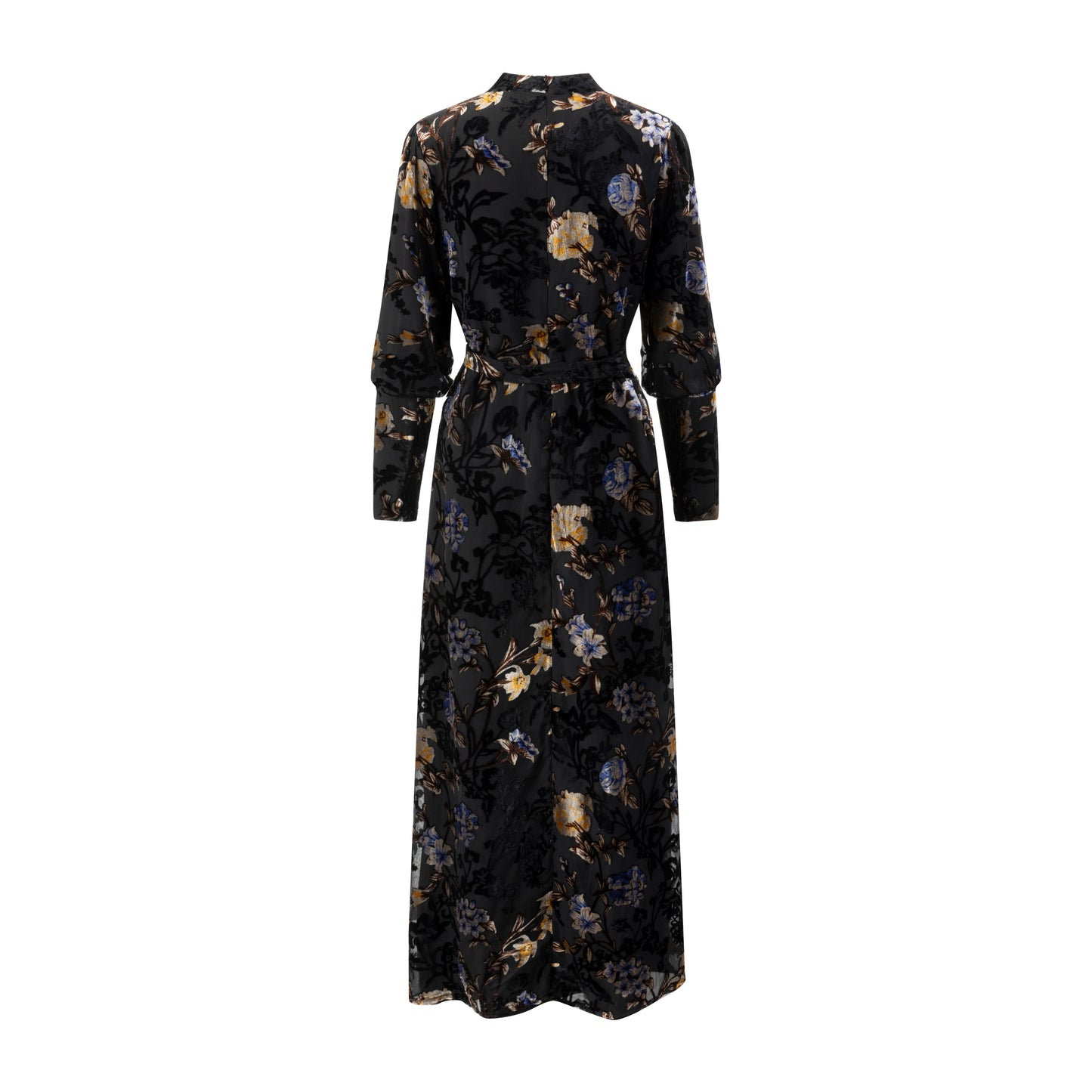 Black Thin Corduroy Butterfly Printed Dress
