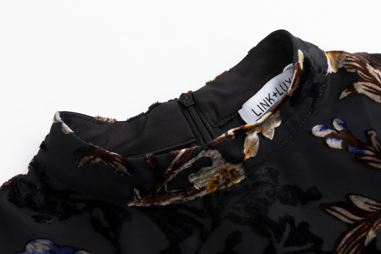 Black Thin Corduroy Butterfly Printed Dress