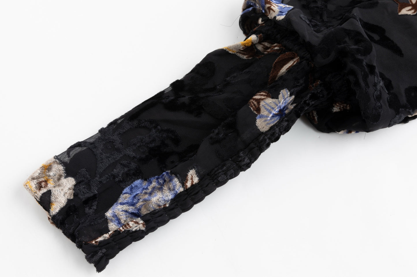 Black Thin Corduroy Butterfly Printed Dress