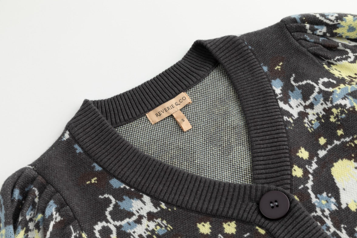 Floral Cardigan - Heather Grey