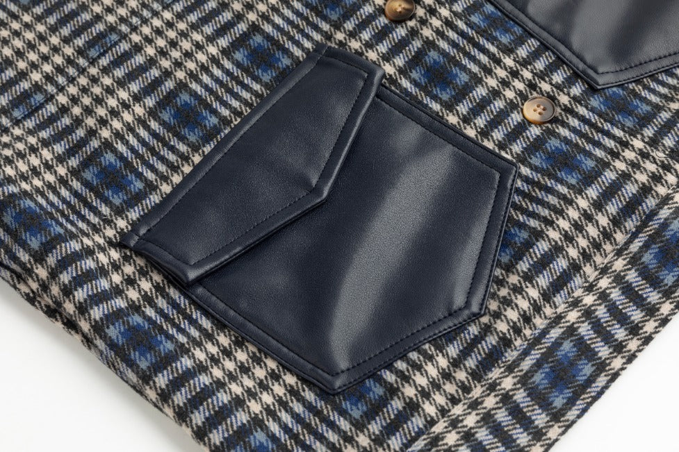 Plaid Jacket - Navy Pockets