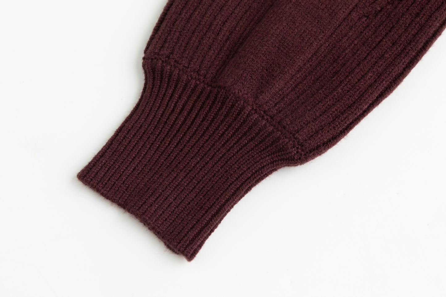 Cropped Textured Sweater - Burgundy