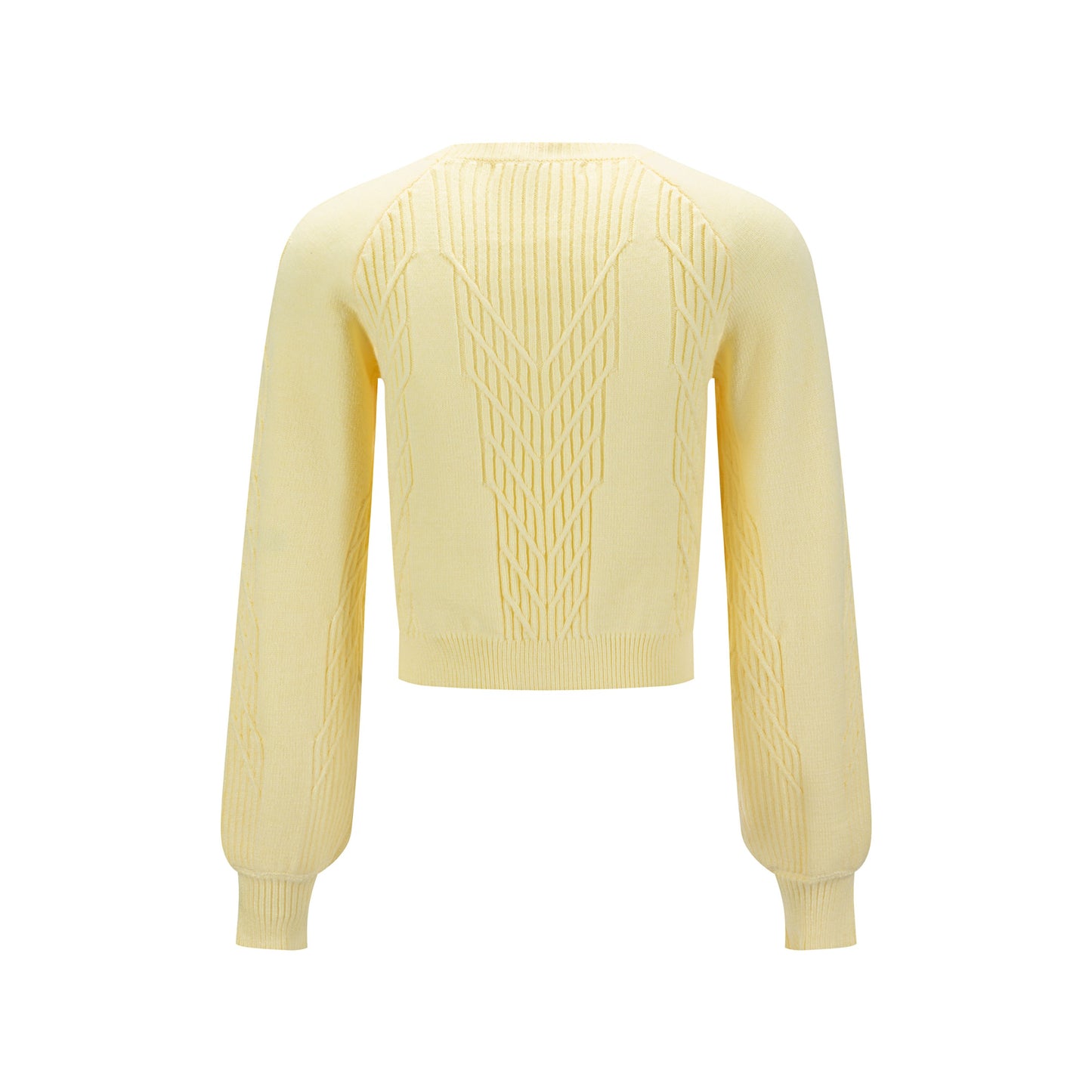 Cropped Textured Sweater - Butter Yellow