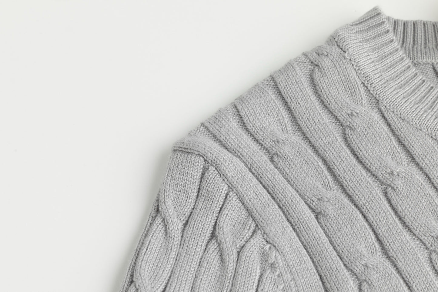 Cable Knit Sweater - Light Gray