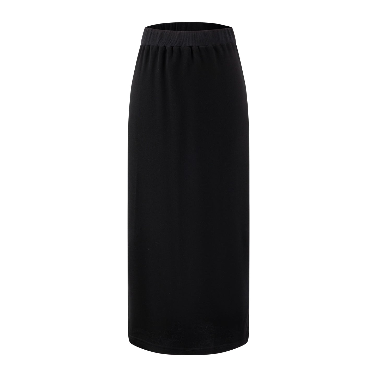 Black Raw Edge Straight Skirt