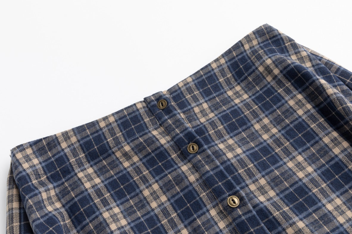 Plaid Tie Skirt - Blue