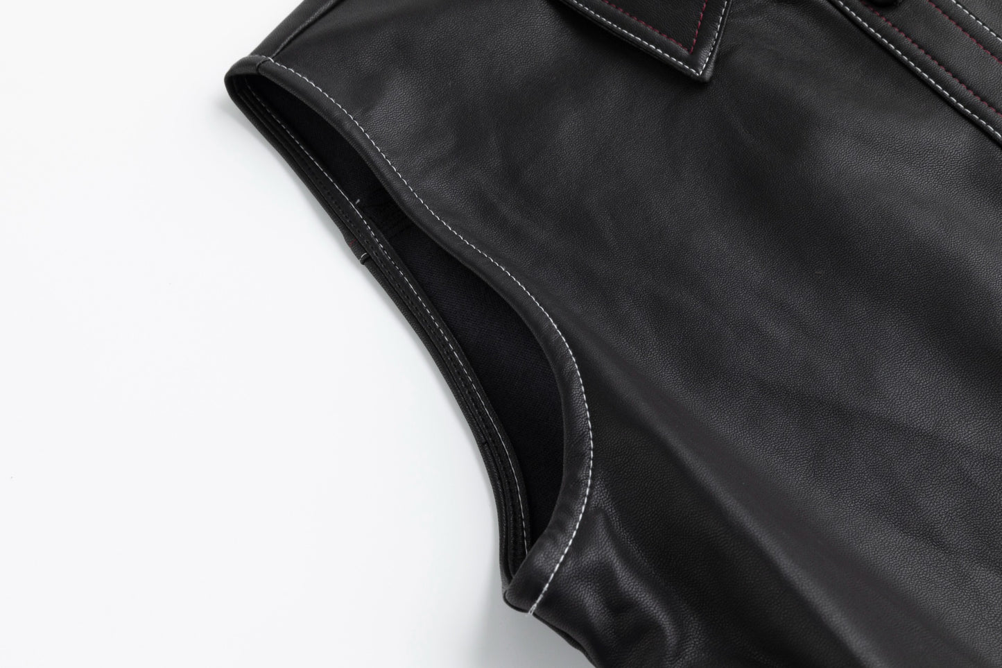 Pleated Leather Jumper - Black