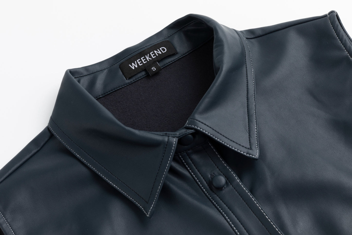 Pleated Leather Jumper - Blue