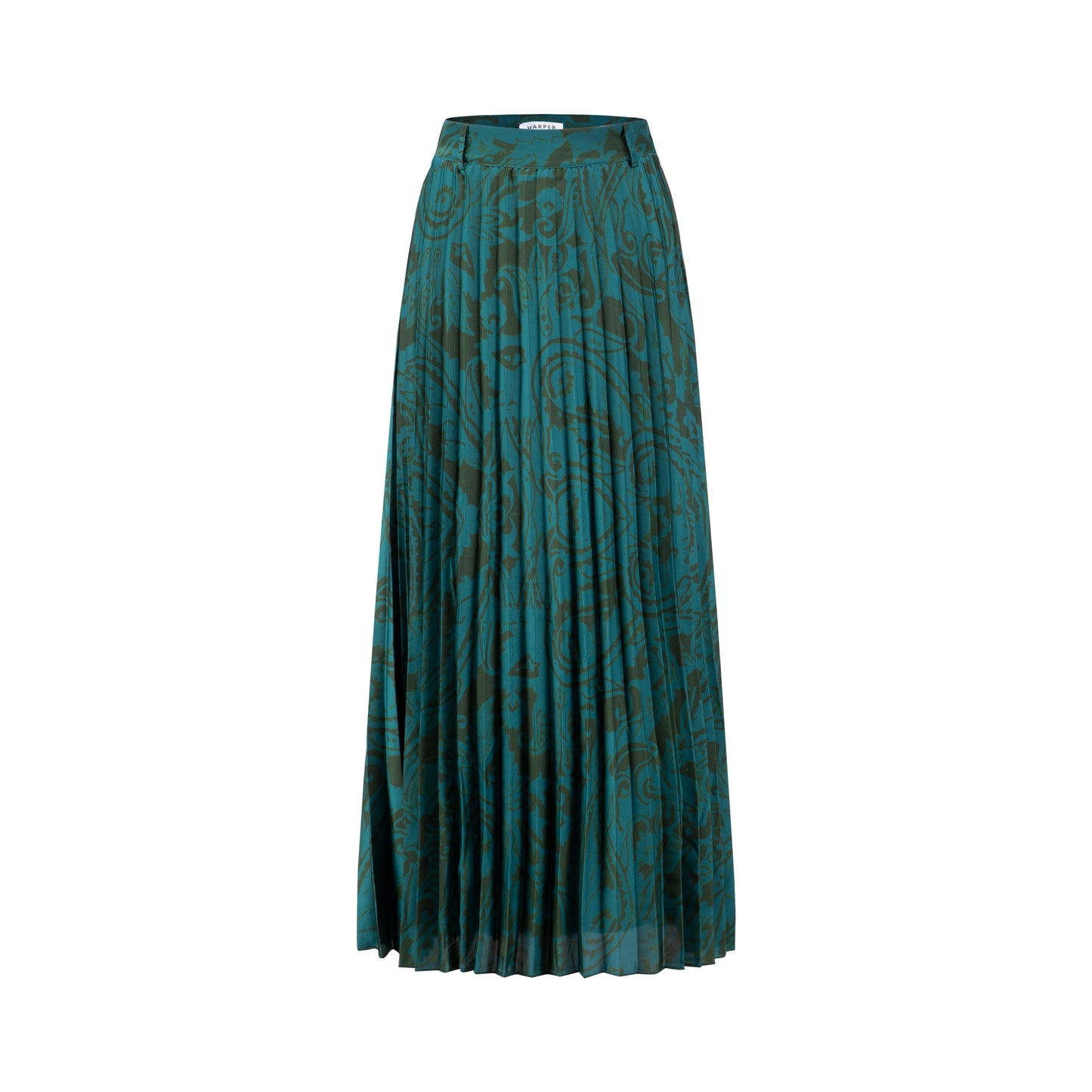 Blue And Green Pleated Printed Skirt