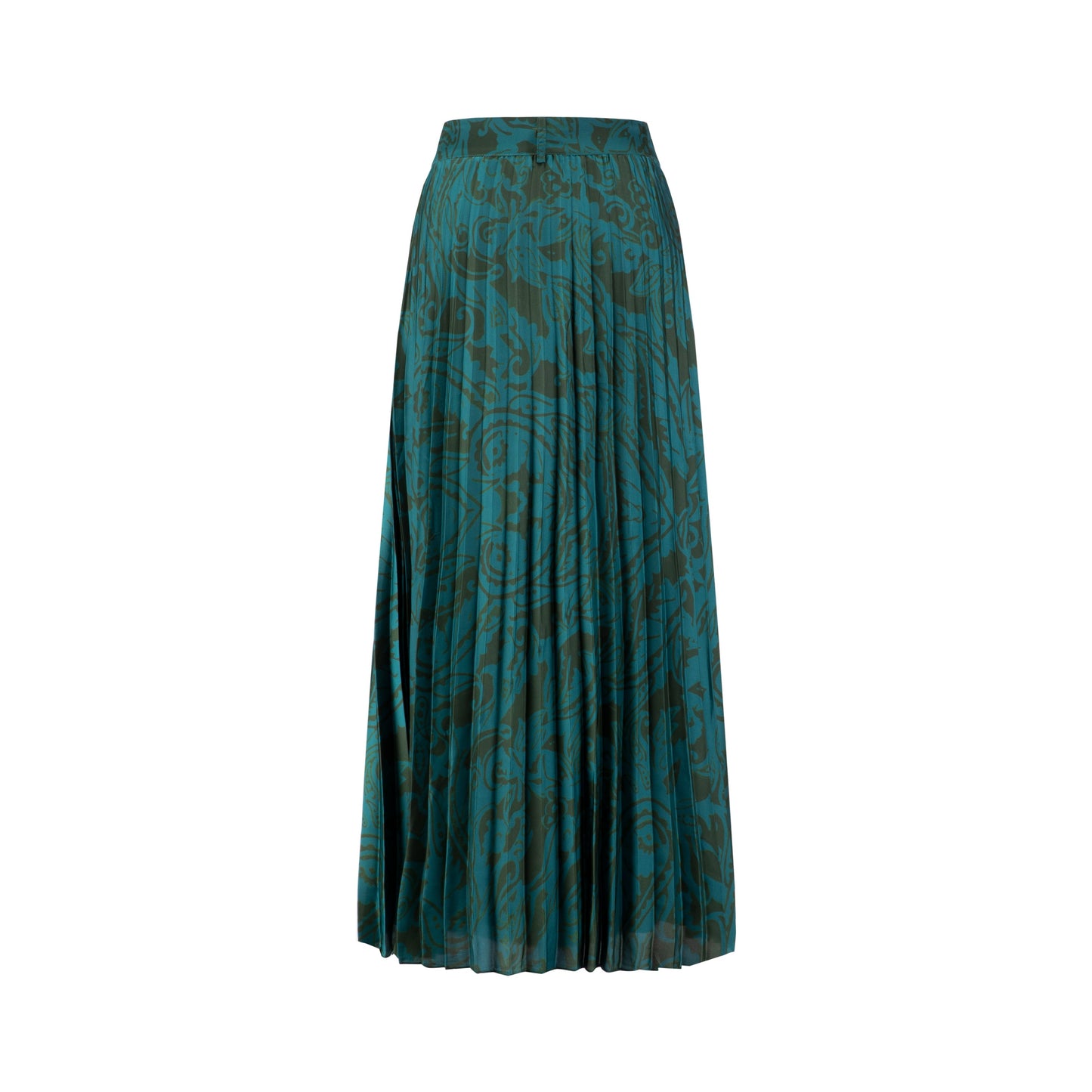 Blue And Green Pleated Printed Skirt