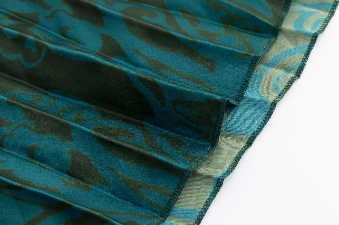 Blue And Green Pleated Printed Skirt