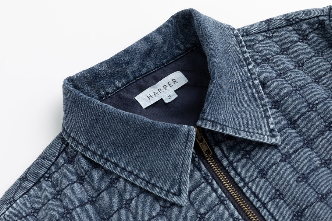 Blue Denim Quilted Jacket