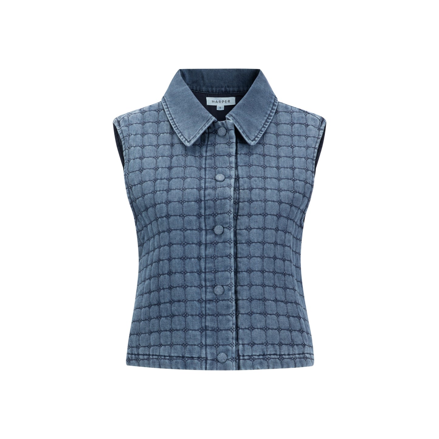 Denim Quilted Vest - Blue