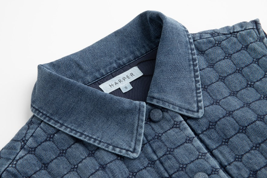 Denim Quilted Vest - Blue