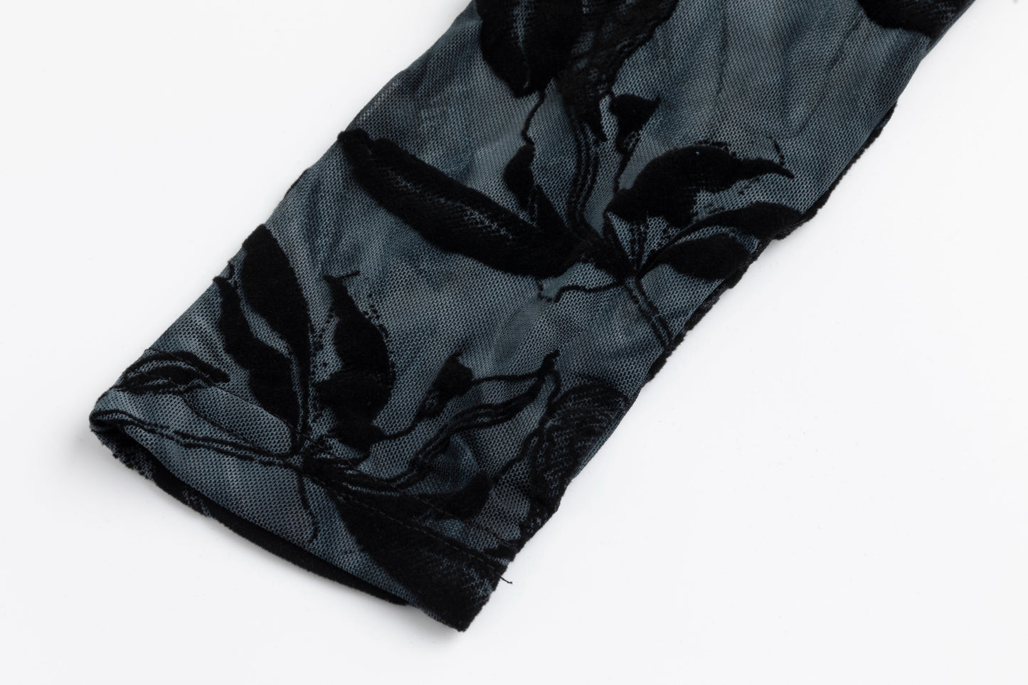 Blue Cut Velvet Floral Layered Dress