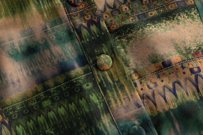 Green Abstract Printed Shirt Dress