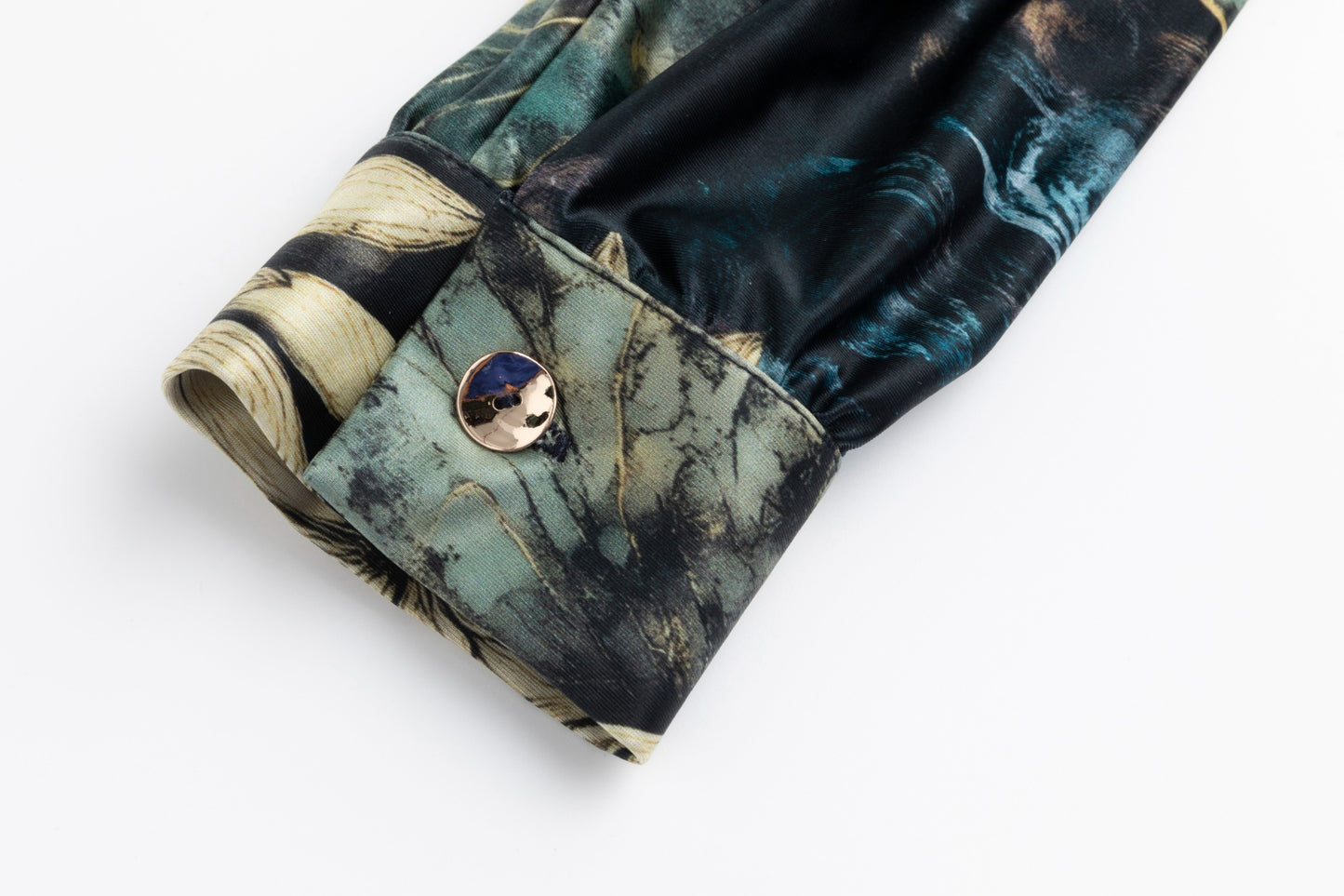 Blue Floral Scuba Stretch Mock Neck