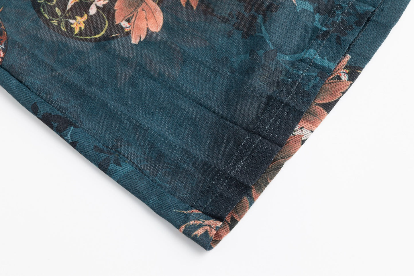 Blue Floral Printed Pleated Skirt