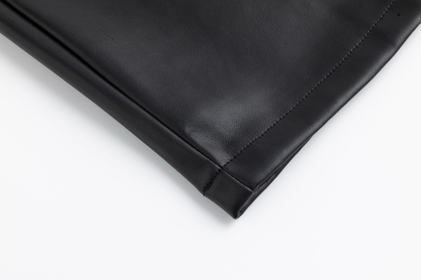 Black Leather With Mini Pink Floral Embroidery