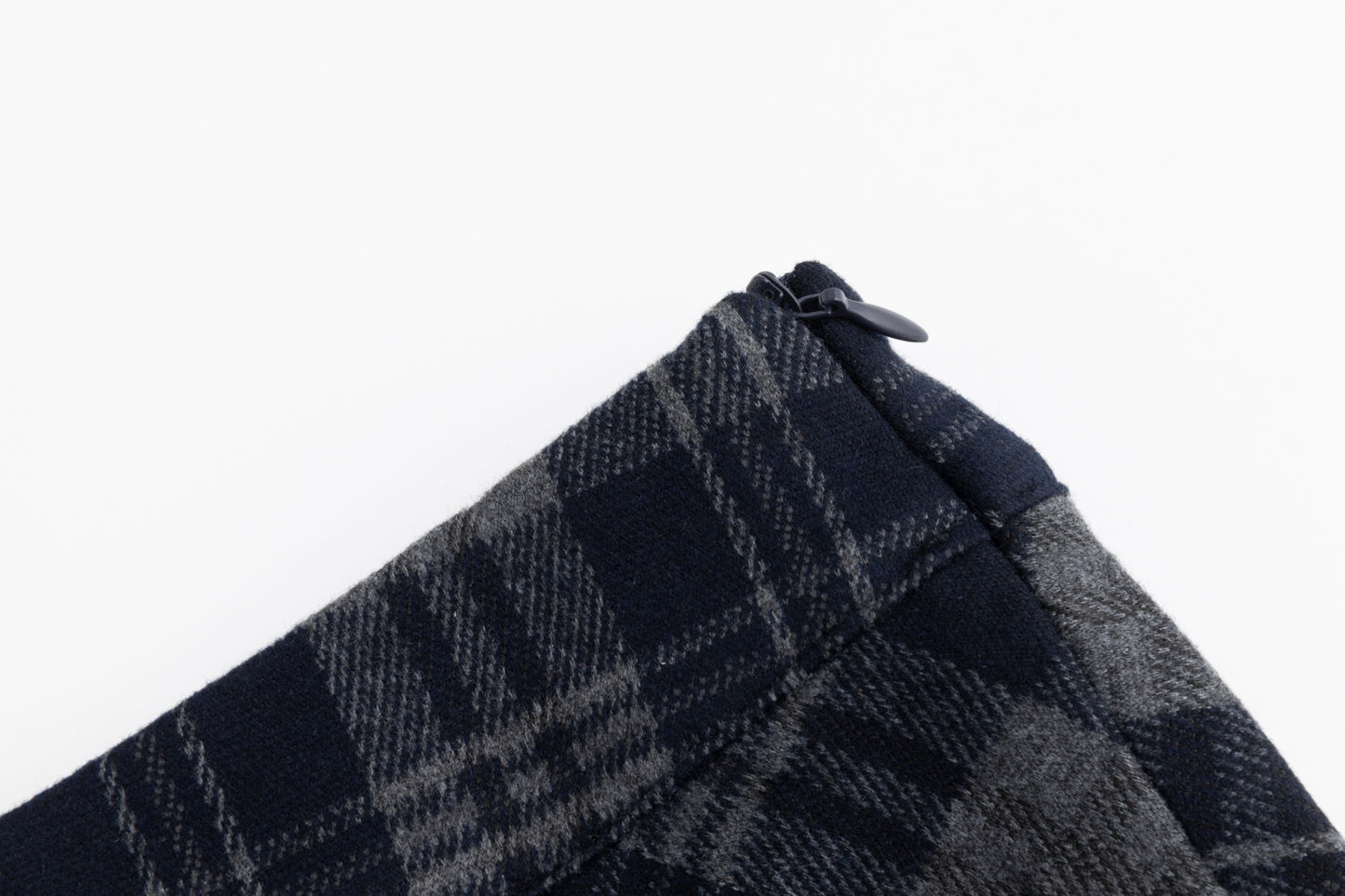 Navy Plaid Fringed Skirt