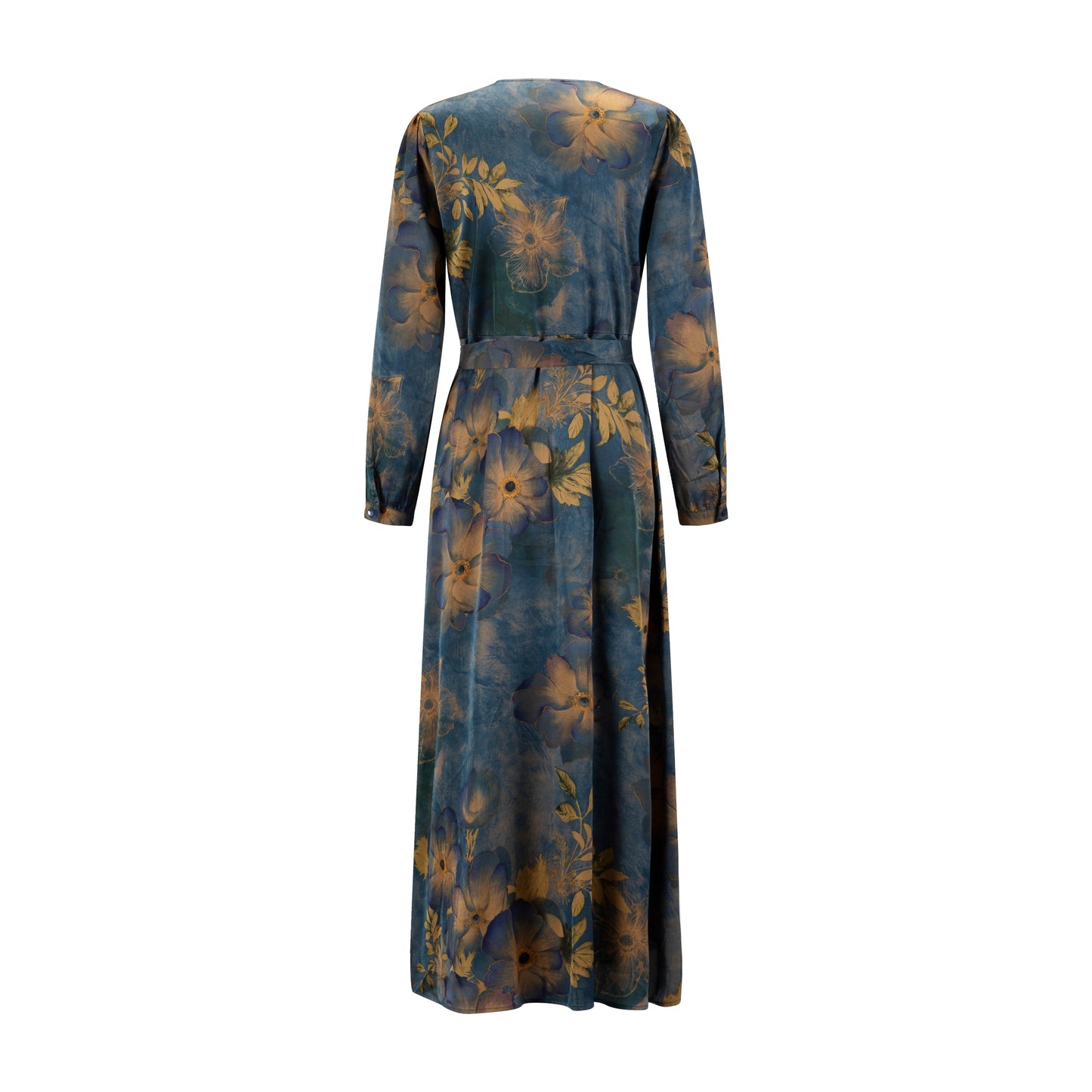Grey Watercolor Printed Floral Dress