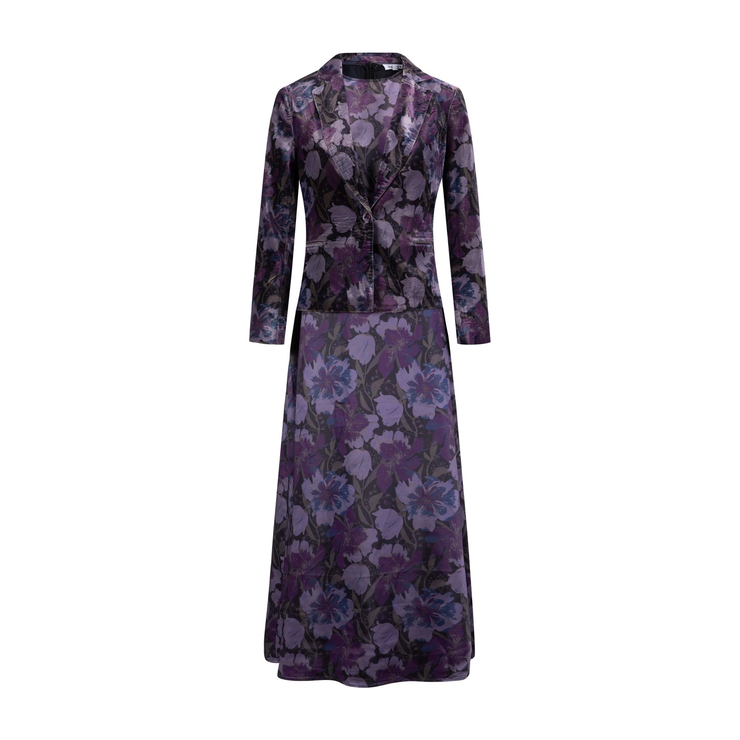 Purple Floral Printed Two Piece Dress