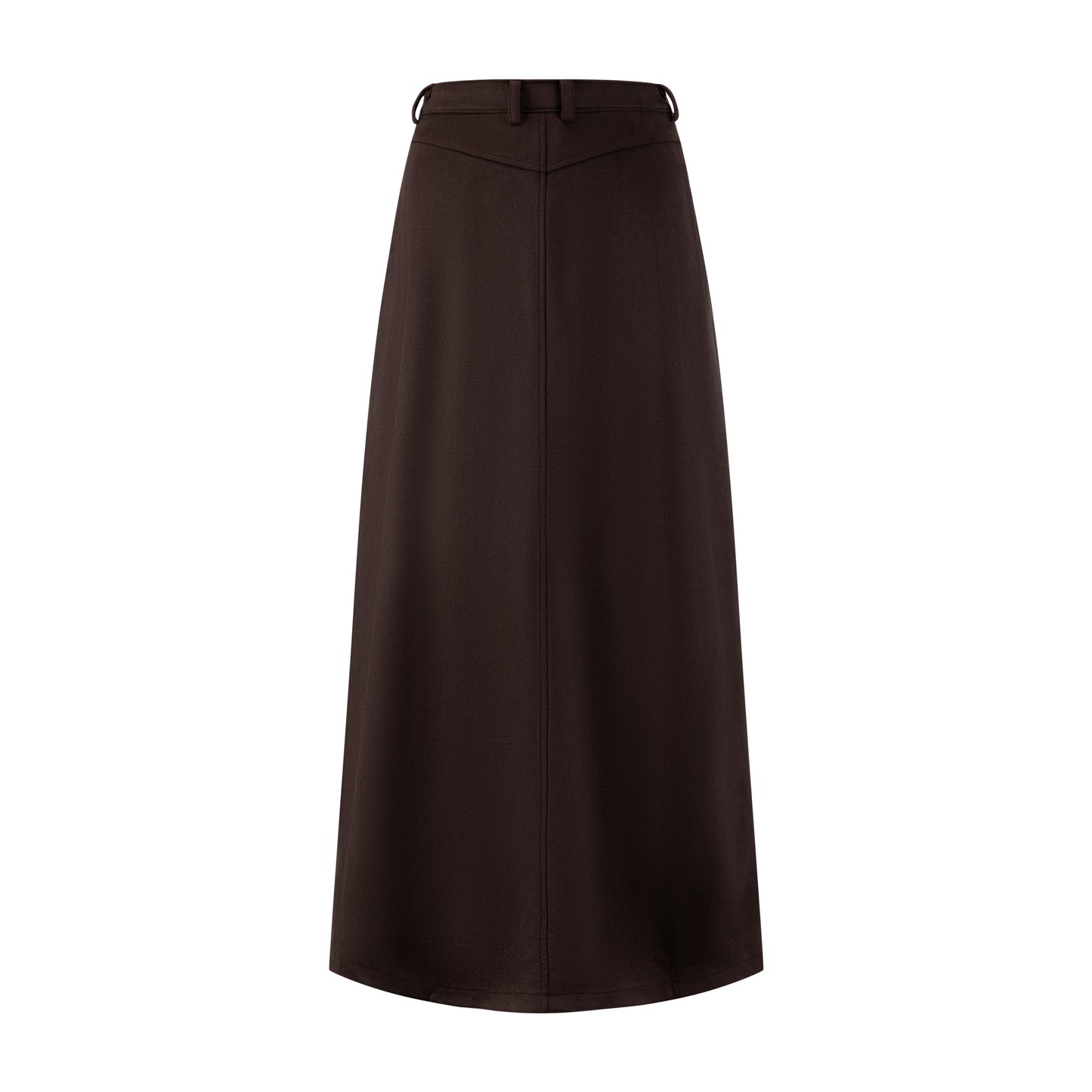 Suede A-Line Midi Skirt - Brown