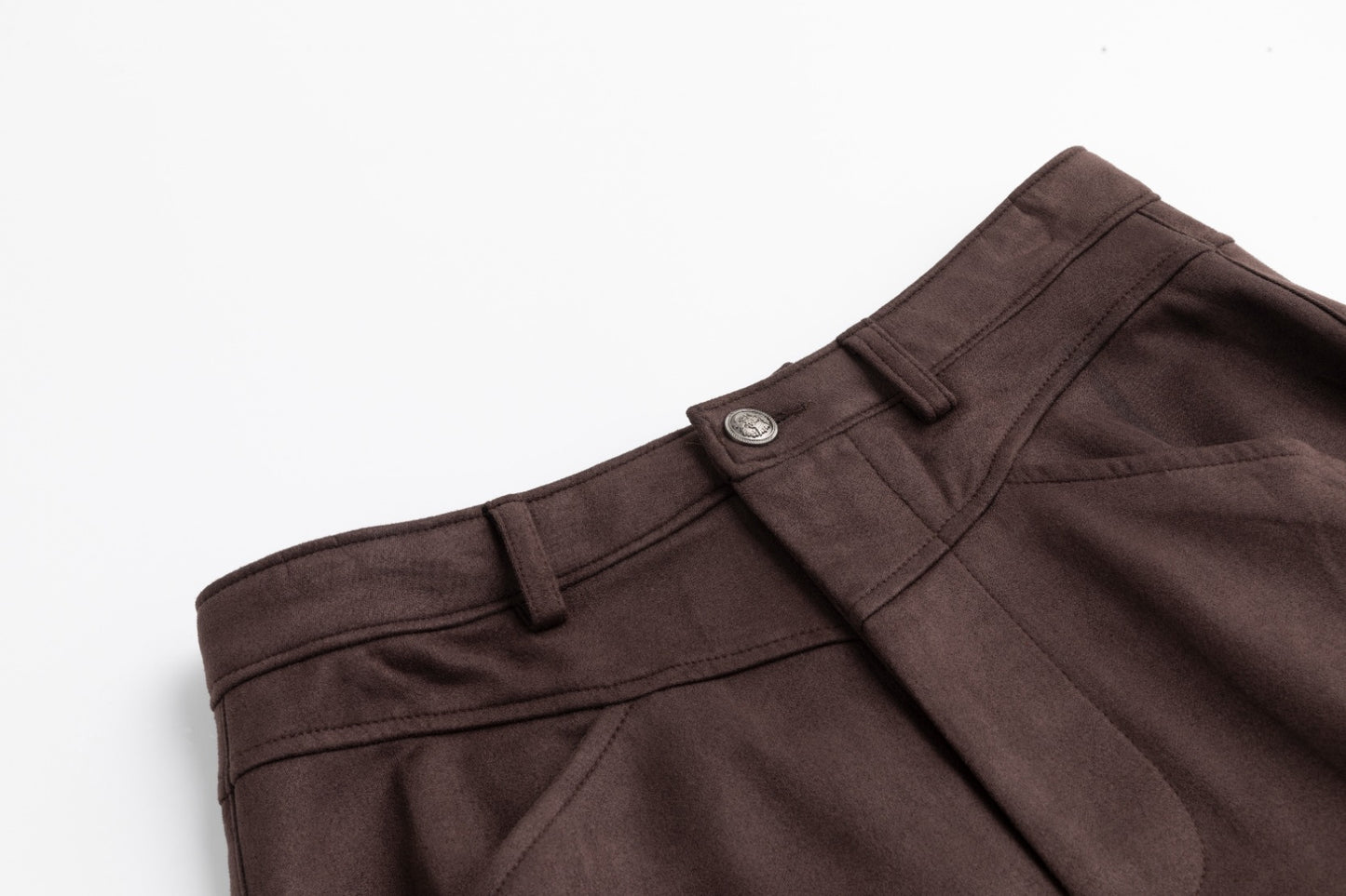 Suede A-Line Midi Skirt - Brown