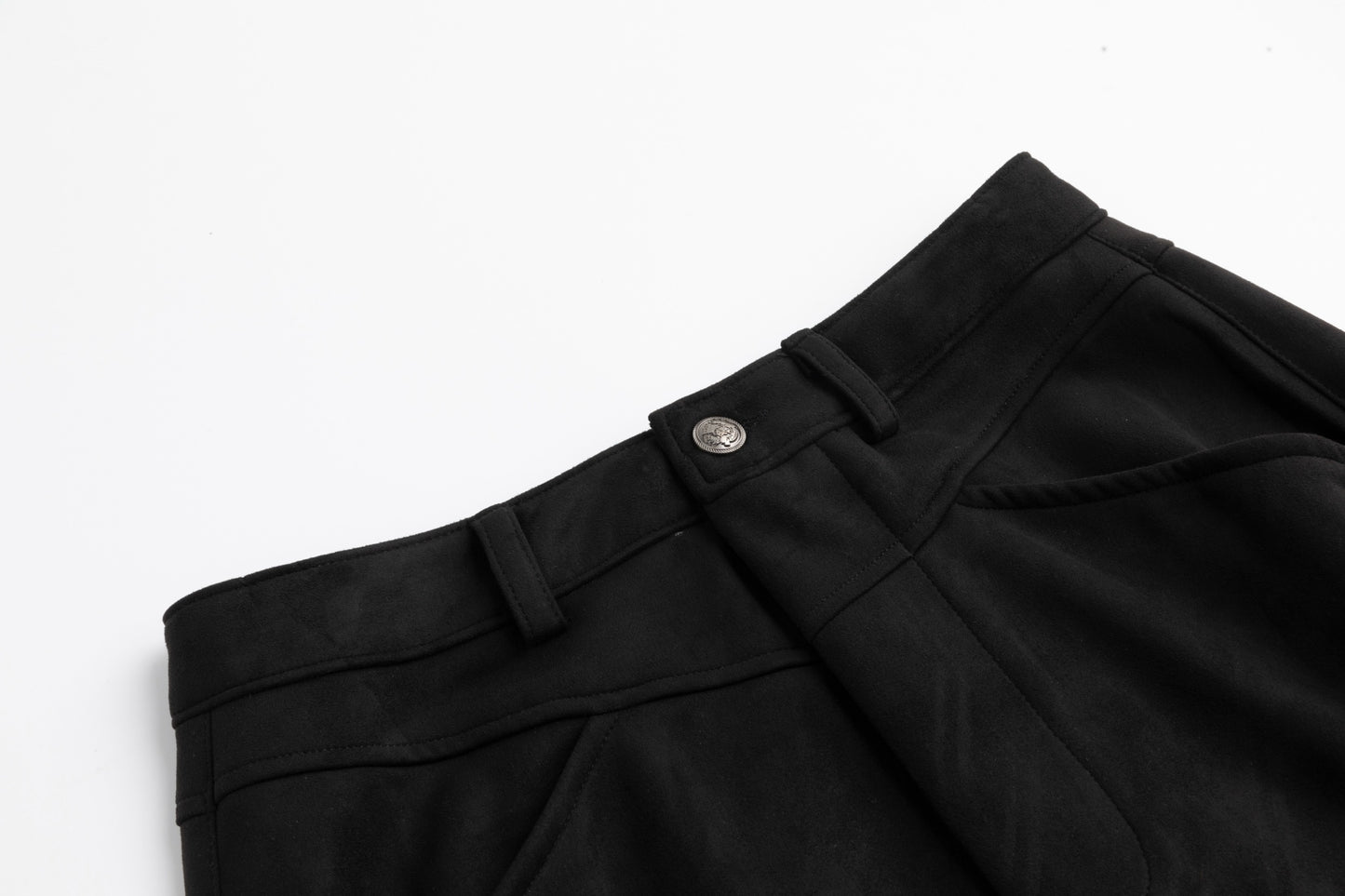 Suede A-Line Midi Skirt - Black