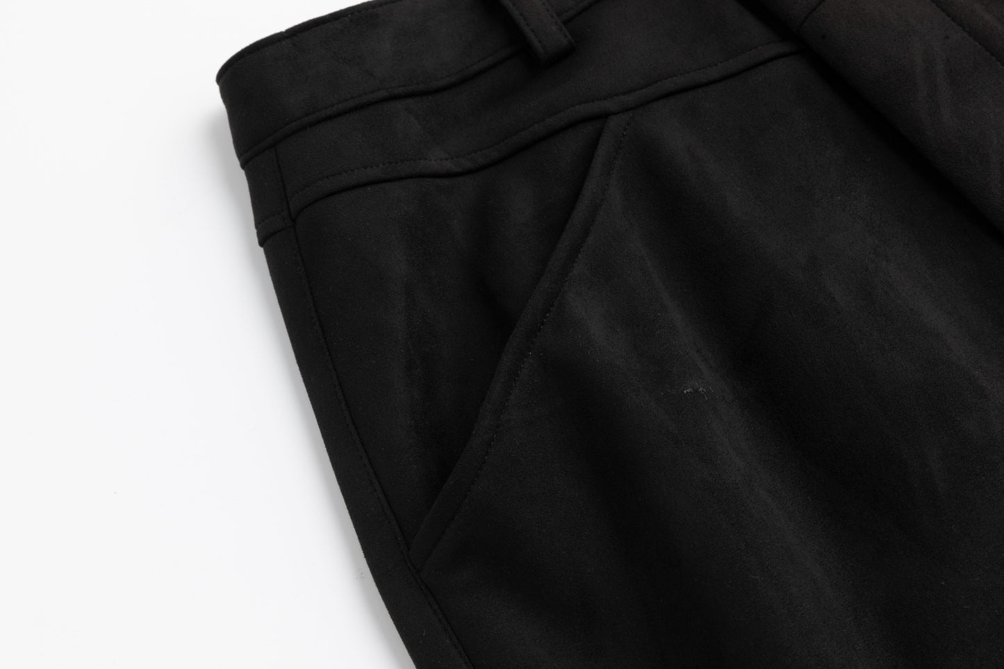 Suede A-Line Midi Skirt - Black