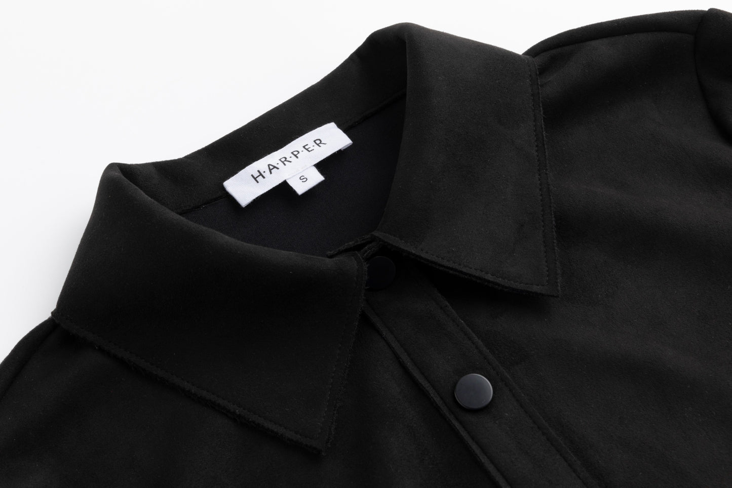 Suede Button Down Top - Black